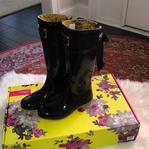 Joules Evedon Black Rain Boots Size 7 Worn Once